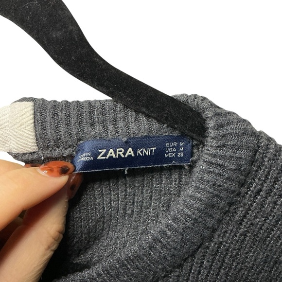 ZARA Knit Gray Ribbed Sweater Size Medium - Picture 6 of 6